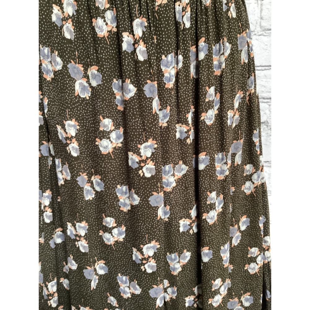 Vintage Free People Floral Polka Dot Wide Leg Pants Brown Rayon Large Boho - Picture 6 of 6